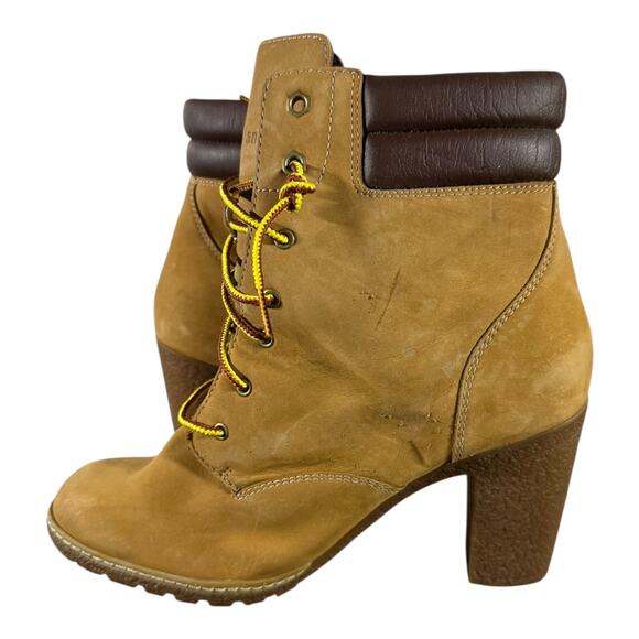 Timberland Tillston A1KJH Women’s Size 10 Wheat Nubuck Waterproof Heeled Boots - Picture 5 of 7